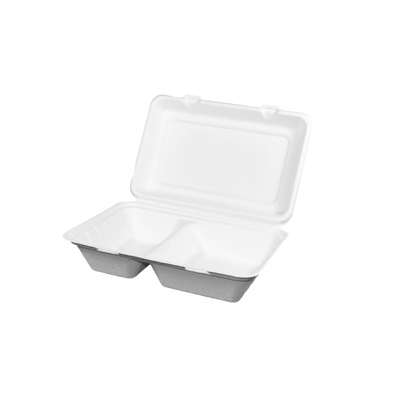 Boite Hamburger Fibre Biodégradable 2 compartiment 24*16cm Boite Hamburger Fibre Biodégradable 2 compartiment 24*16cm