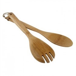 KIT COUVERT A SALADE EN BAMBOU NATUREL