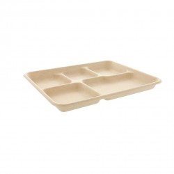 Plateau Repas Fibre 5 Comp. 265*215*20mm Bio MARRON