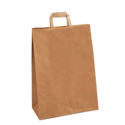 Sac Poignée Plate 22*10*28cm Kraft Brun
