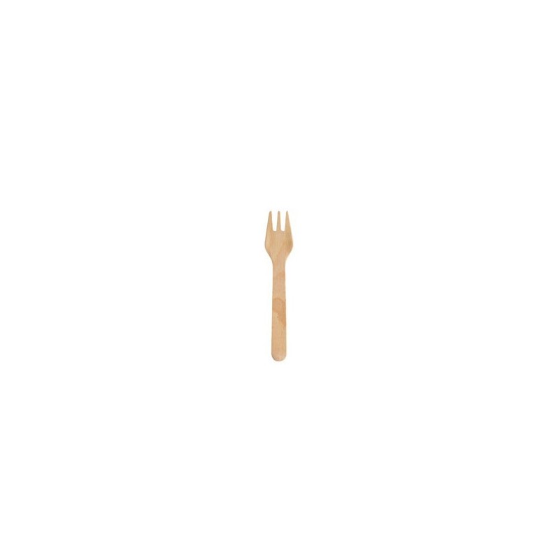Une mini fourchette en bois de 9.5cm pour les traiteurs lors de cocktails ou buffets Une mini fourchette en bois de 9.5cm pour les traiteurs lors de cocktails ou buffets