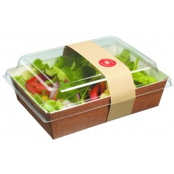 Panier Salade Carton 1000ml + Couvercle Transparent