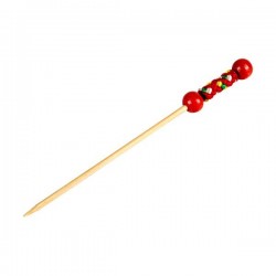 Pique Brochette bambou corde couleur rouge/ivoire 12 cm 100P-Adiserve