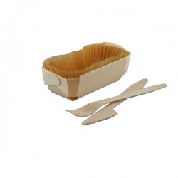 Barquette Snacking et Cuisson Bois 120*60*40mm