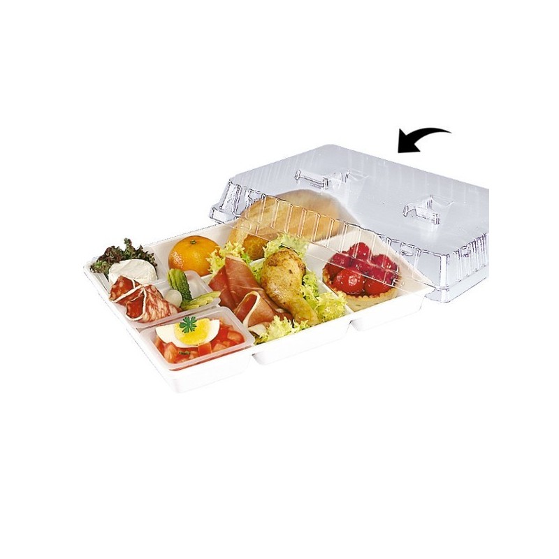 Couvercle Cristal pour Plateau Repas 5 Comp. Blanc 290x224mm Couvercle Cristal pour Plateau Repas 5 Comp. Blanc 290x224mm
